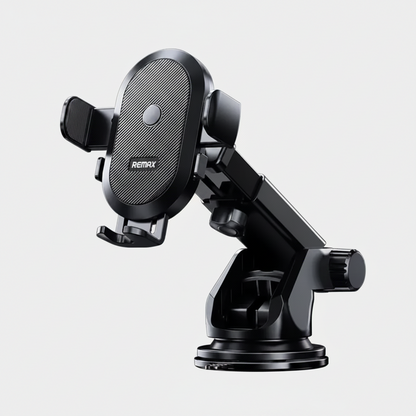 Black car phone holder with Remax branding on a white background