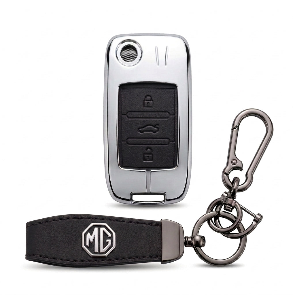 Luxury MG ZS Metal & Leather Key Cover