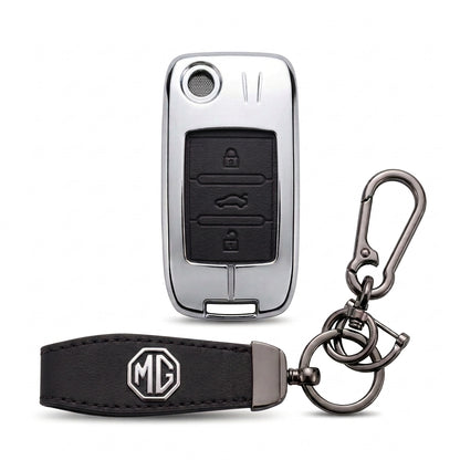 Luxury MG ZS Metal & Leather Key Cover