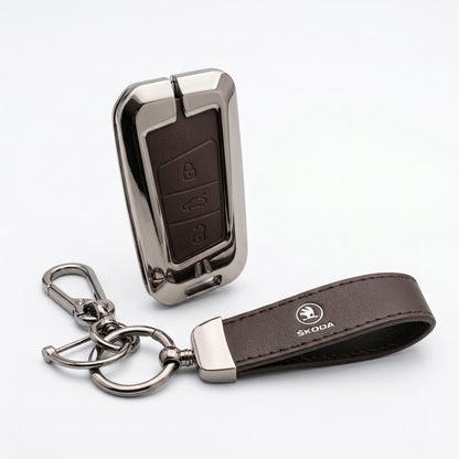 Luxury Skoda Metal Key Cover - Buttons Model