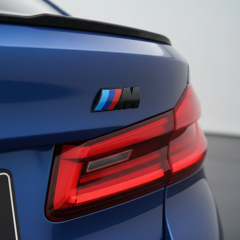 BMW M logo with blue, red, and black colors on a white background