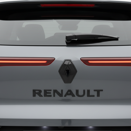 Renault car logo on a vehicle's rear with visible Renault branding.