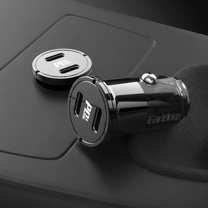Earldom mini pull ring car charger on a black background