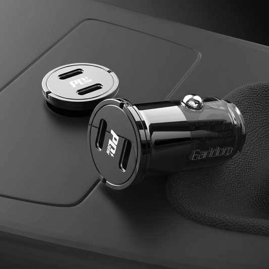 Earldom mini pull ring car charger on a black background