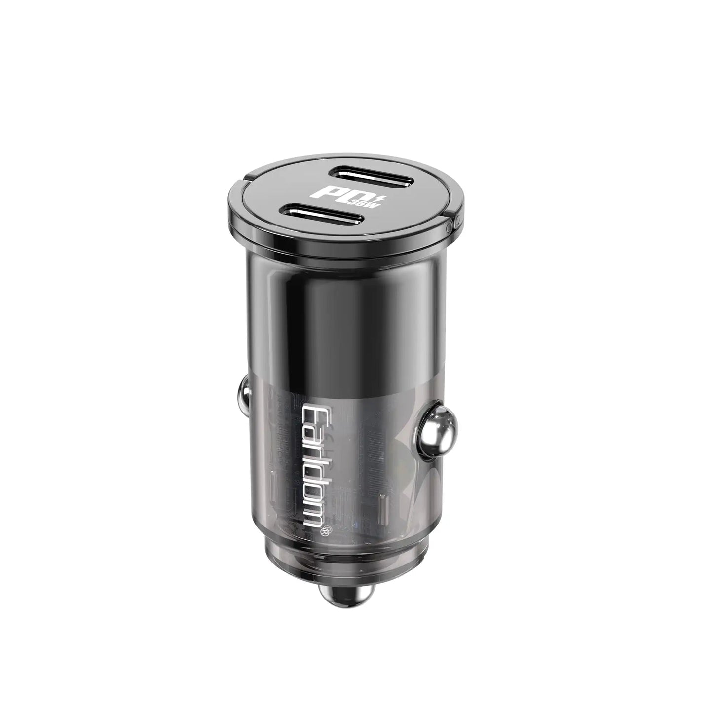 Car charger with 'Earldom' branding on a white background