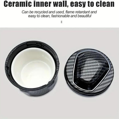 Ceramic inner wall container with carbon fiber lid on a light gray background