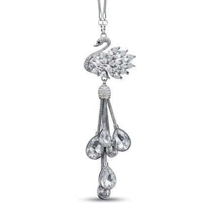 Crystal Swan Mirror Pendant - Swarovski Style