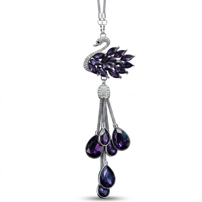Crystal Swan Mirror Pendant - Swarovski Style