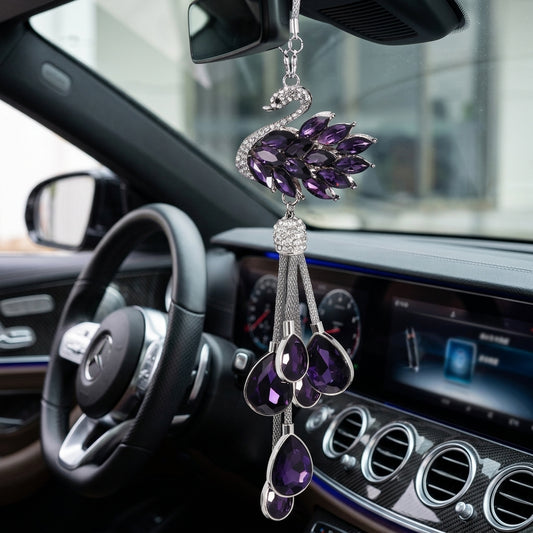 Crystal Swan Mirror Pendant - Swarovski Style