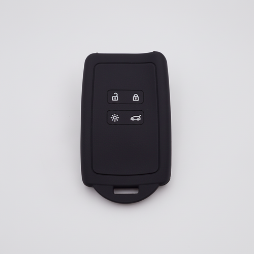 Black car key fob cover with buttons on a white background