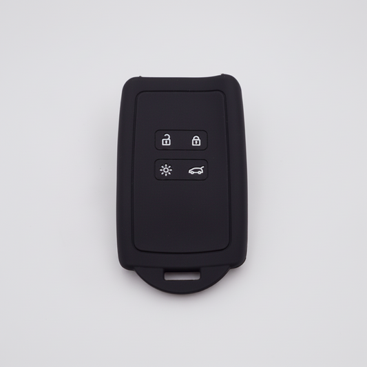 Black car key fob cover with buttons on a white background