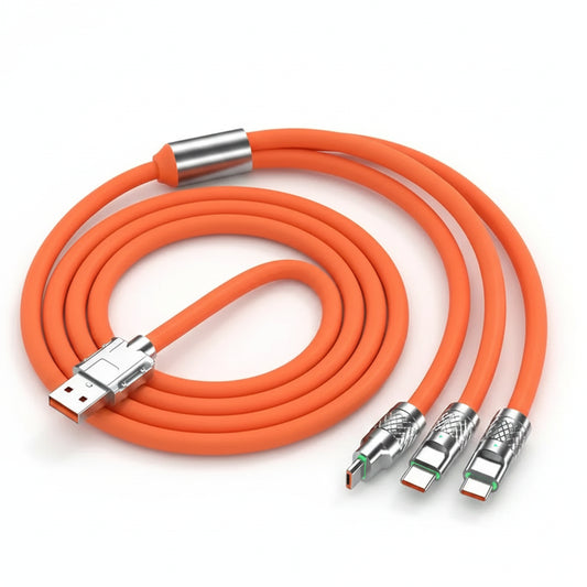 3x1 Fast Charging Cable (120 Watts) USB-A to Type-C, iPhone & Micro USB