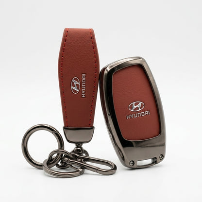 Luxury Hyundai Metal & Leather Key Cover - Blade Model