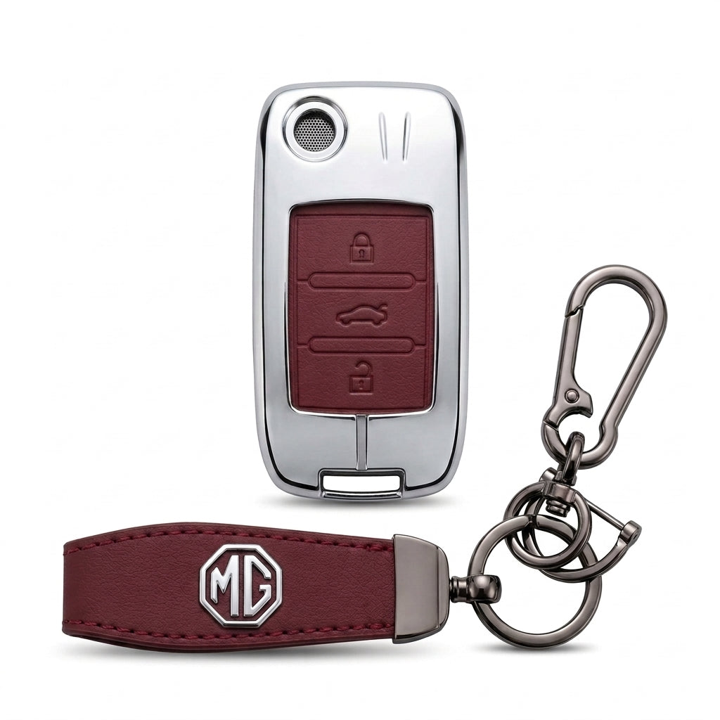 Luxury MG ZS Metal & Leather Key Cover