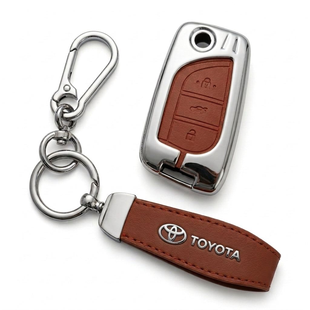 Luxury Toyota Metal Key Cover - Flip Key Model