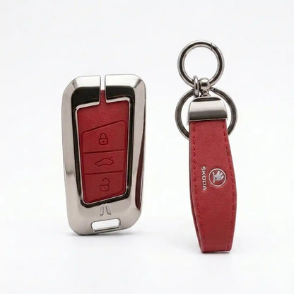 Luxury Skoda Metal Key Cover - Buttons Model